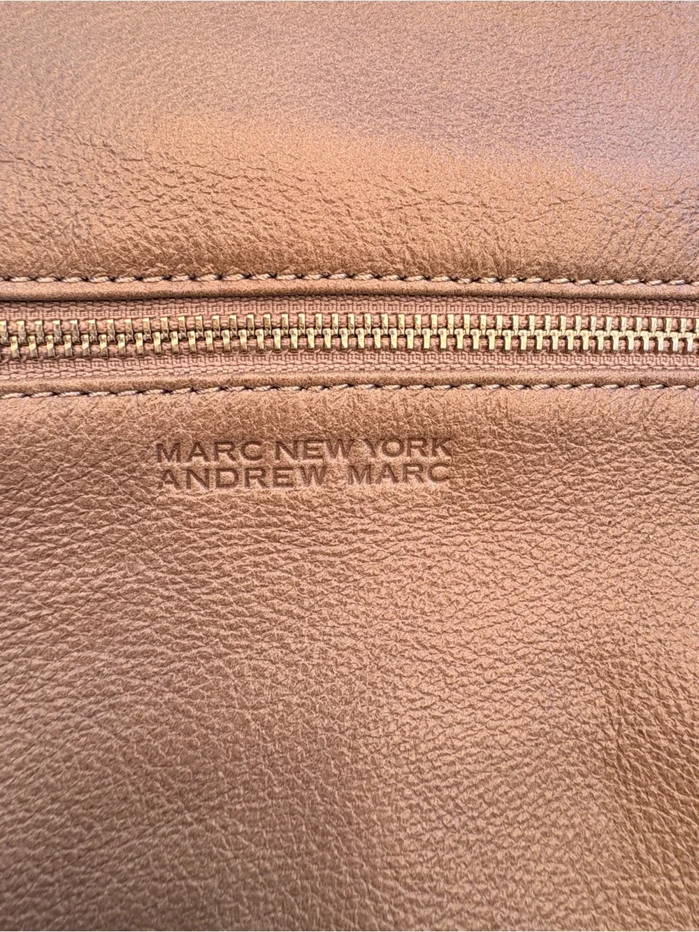 Andrew Marc Tan Pebbled Leather Hobo Shoulder Bag